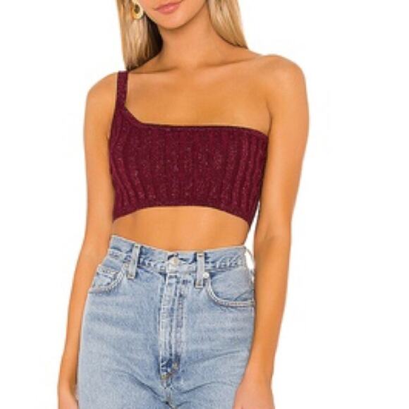New REVOLVE X SUPERDOWN One Shoulder Crop Top - Picture 1 of 8